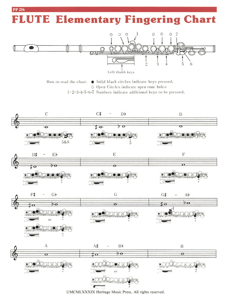 Elementary Fingering Chart Flute