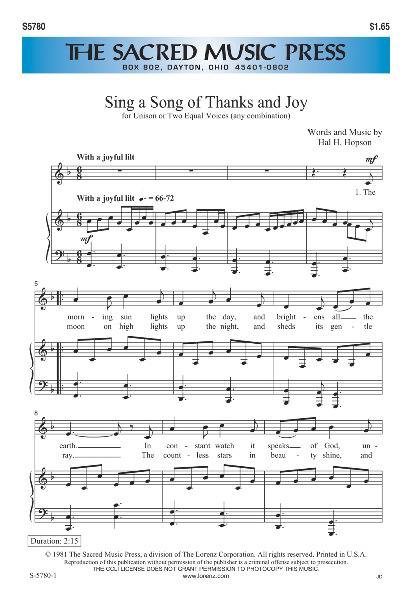 Sing a Song of Thanks and Joy